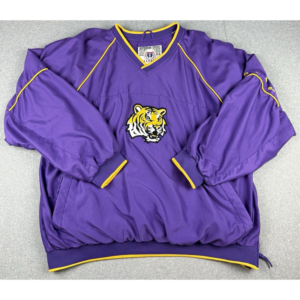 LSU Tigers Genuine Stuff Mens XL Purple Pullover Windbreaker Jacket NCAA